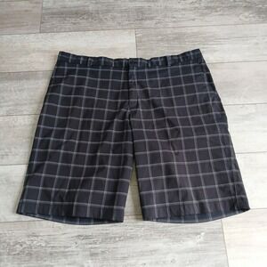 Nike Golf Shorts Mens 42 Black Plaid Flat Front Performance Athletic